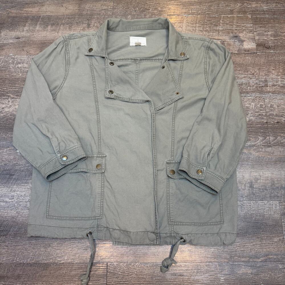 Caslon Olive Green Draped Utility Jacket Lightweight Moto Cargo size Medium